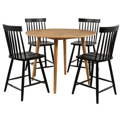 Andrews 5-piece Round Counter Dining Set Light Ash and Black