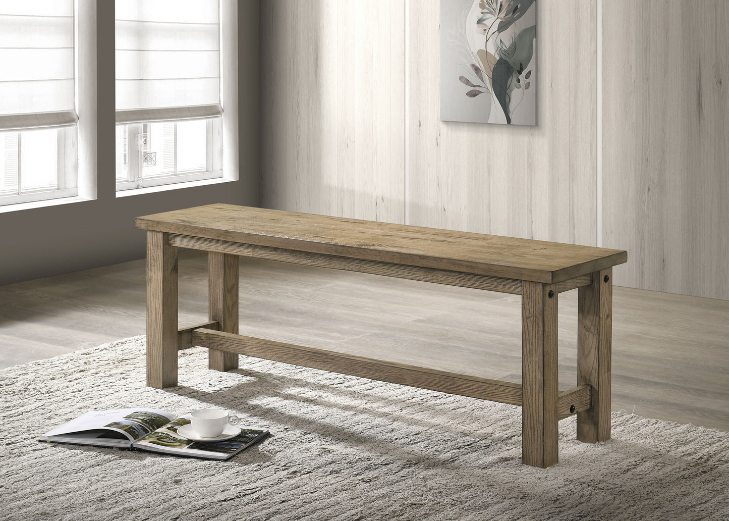 Cardova 51-inch Solid Wood Dining Bench Vineyard Oak