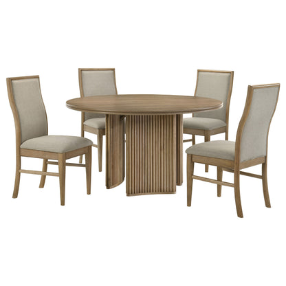 Adina 5-piece Round Dining Table Set Distressed Light Brown
