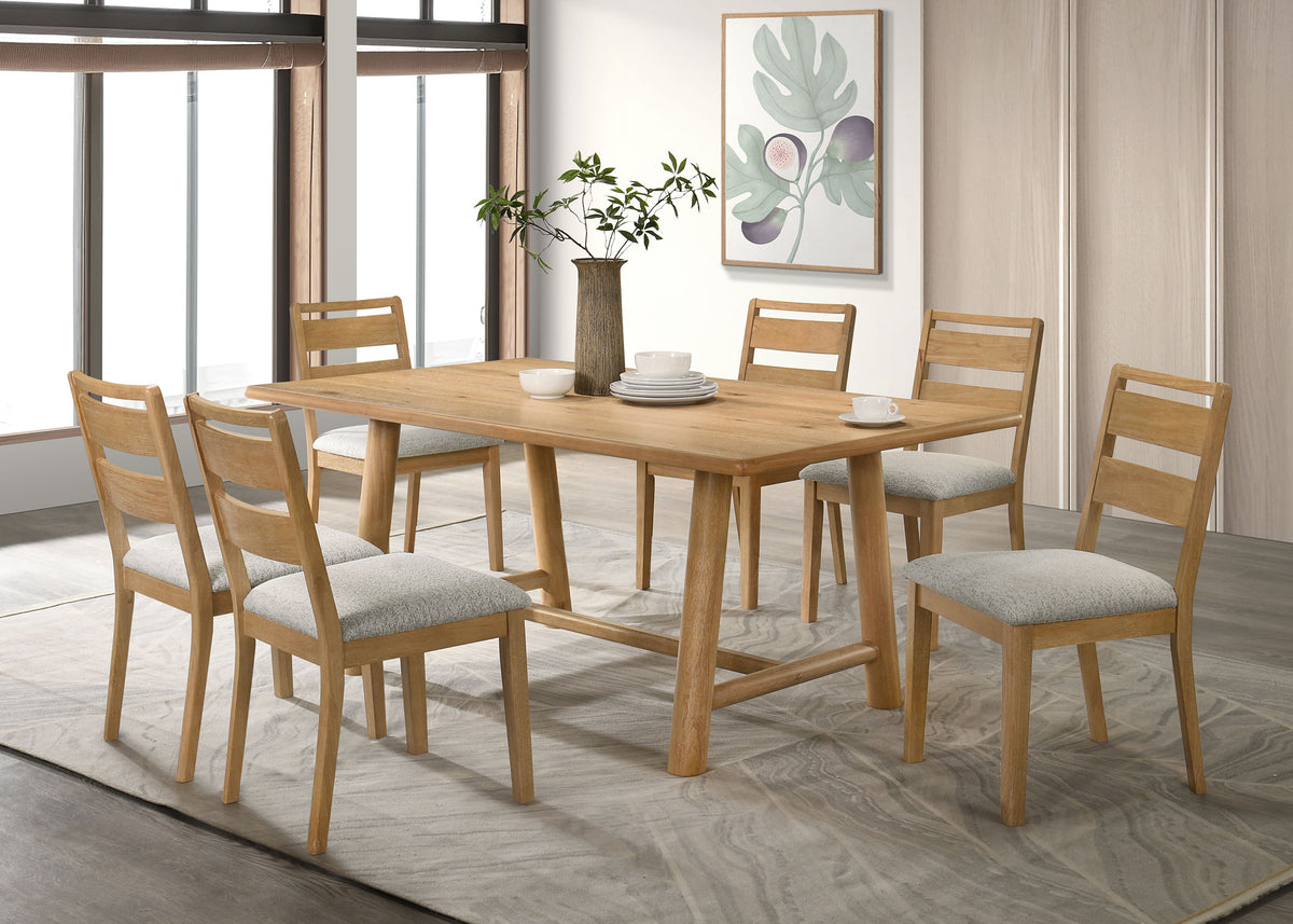 Duncan 7-piece Rectangular Wood Dining Table Set Washed Oak