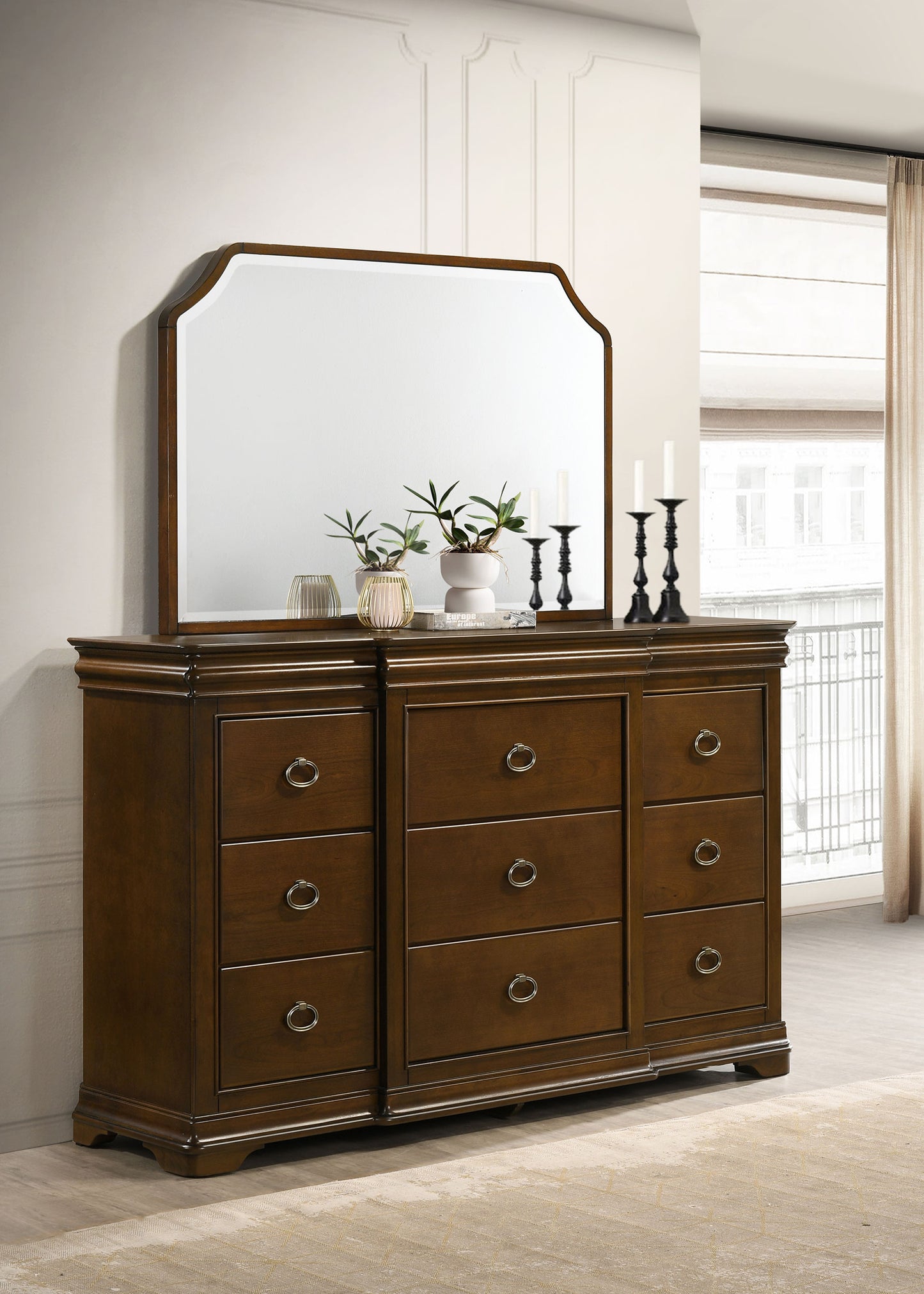 Garland 11-drawer Bedroom Dresser with Mirror Brown Cherry