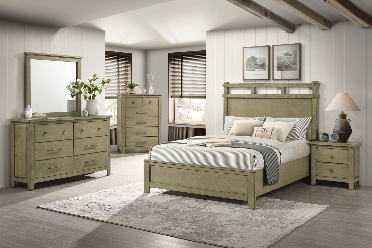 Hazlewood 6-drawer Bedroom Dresser with Mirror Vineyard Oak