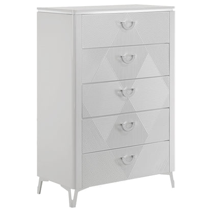 Cassia 5-piece Eastern King LED Bedroom Set White High Gloss