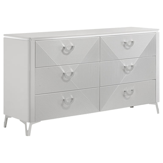 Cassia 6-drawer Bedroom Dresser Cabinet White High Gloss