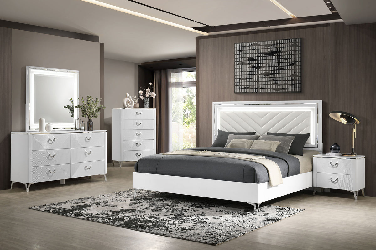 Cassia 6-drawer Bedroom Dresser Cabinet White High Gloss