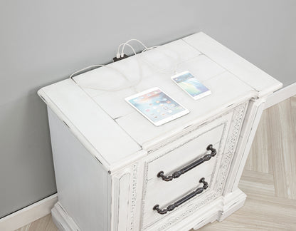McKinney 2-drawer Nightstand with Dual USB Vintage White