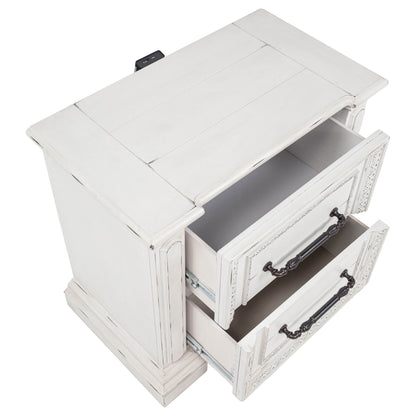 McKinney 2-drawer Nightstand with Dual USB Vintage White