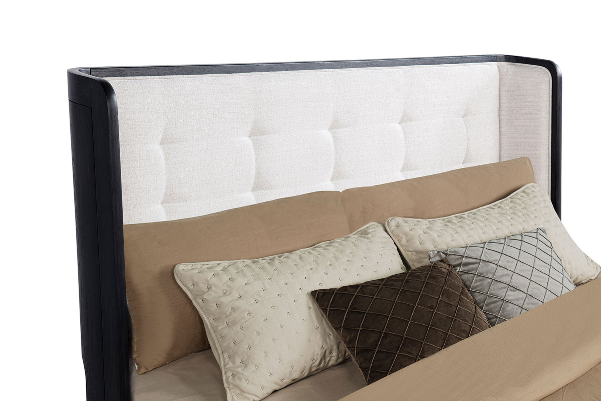 Leandro 55-inch Queen Wingback Bed Burnished Black