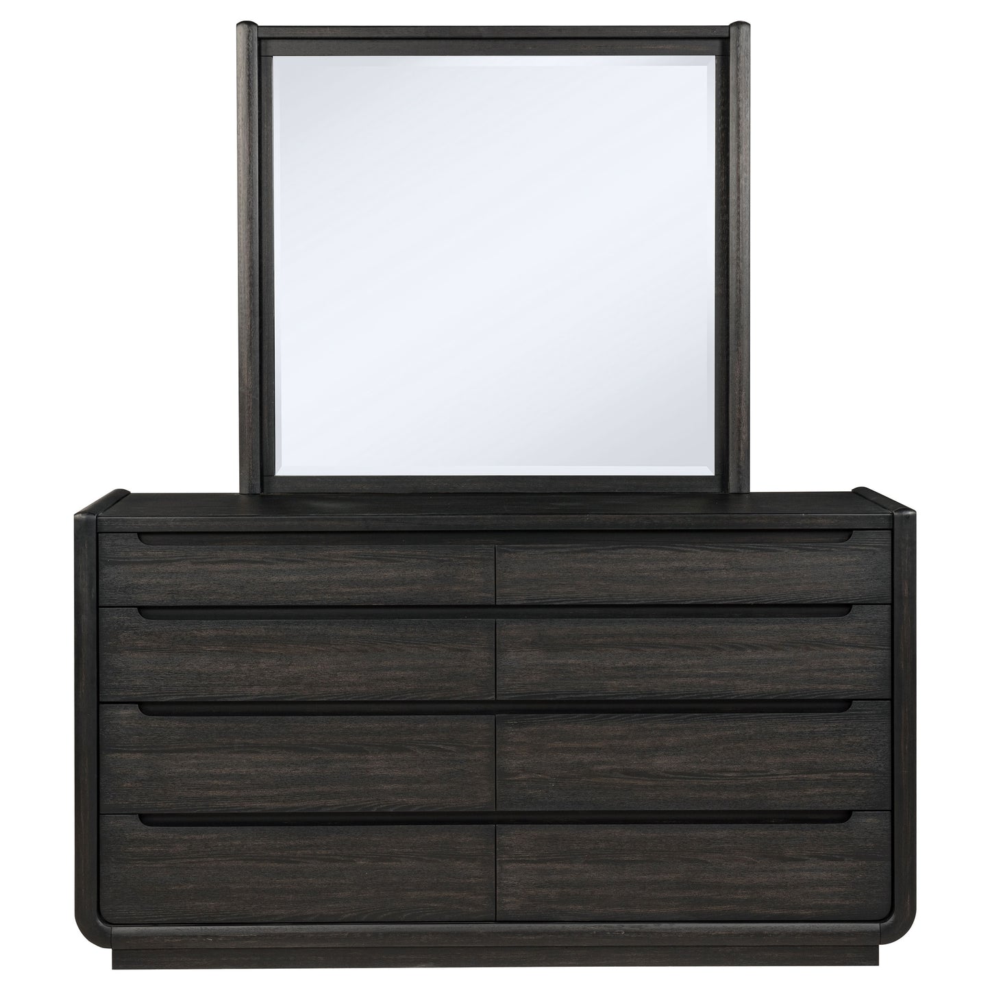 Leandro 8-drawer Bedroom Dresser with Mirror Burnished Black