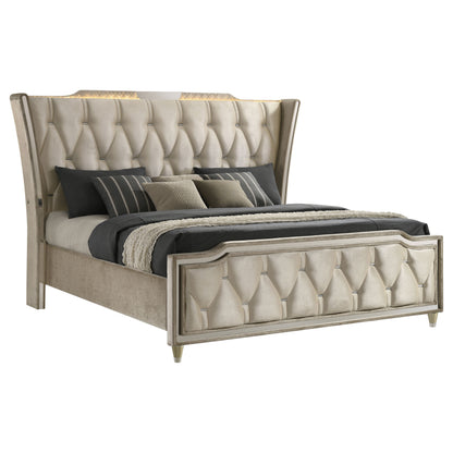 Lorient Eastern King LED Upholstered Bed Ivory and Camel