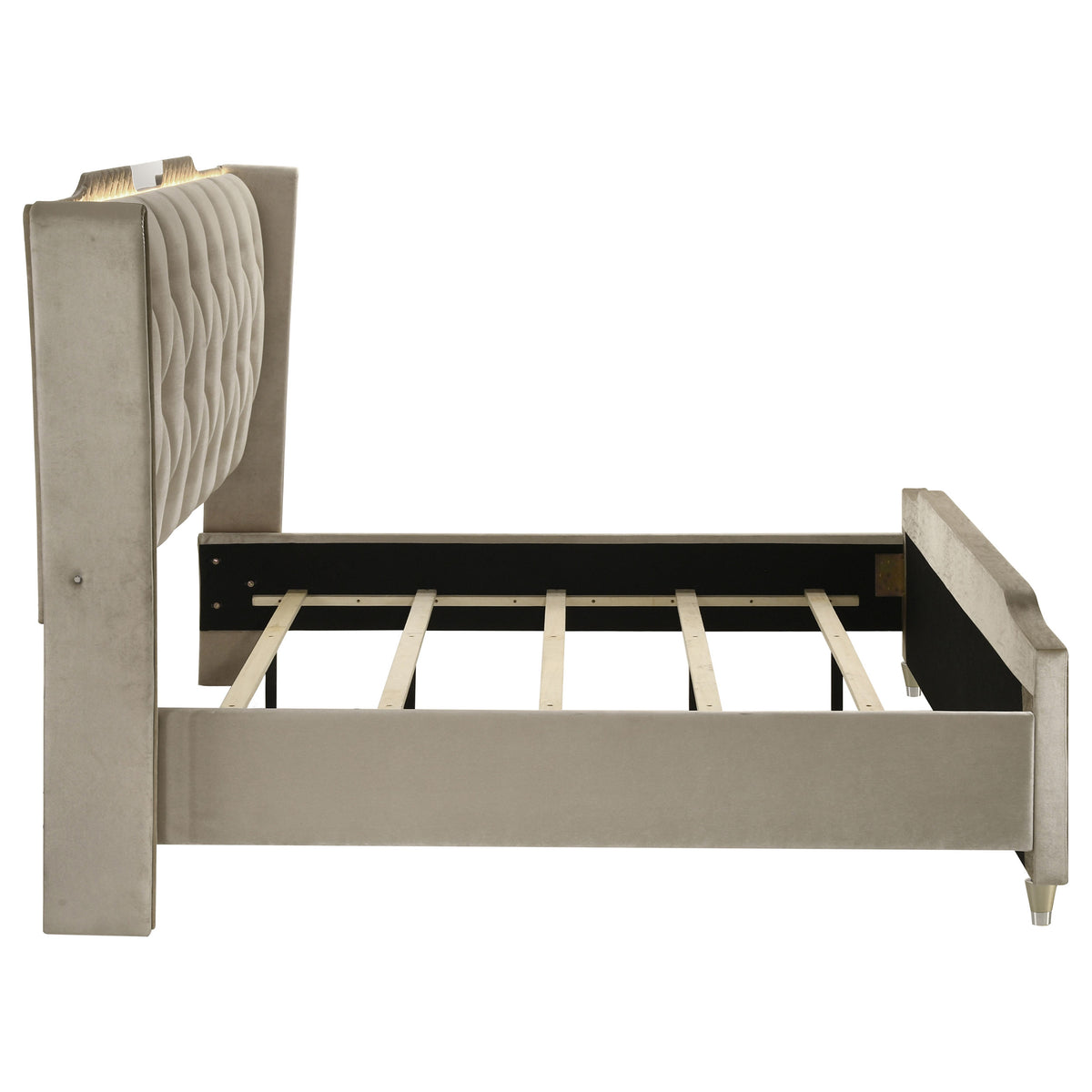 Lorient Eastern King LED Upholstered Bed Ivory and Camel