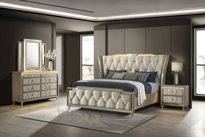 Lorient 4-piece Queen Bedroom Set Ivory and Camel