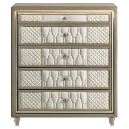Lorient 5-drawer LED Chest of Drawers Ivory and Camel