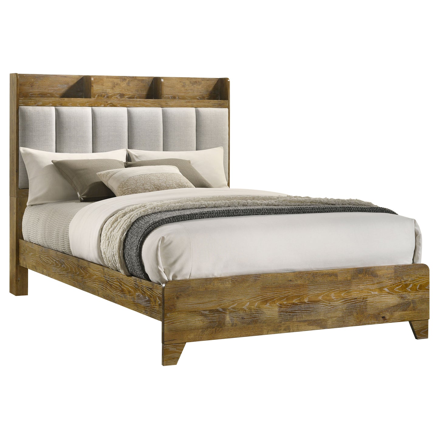 Henderson 57-inch Eastern King Bookcase Panel Bed Medium Oak