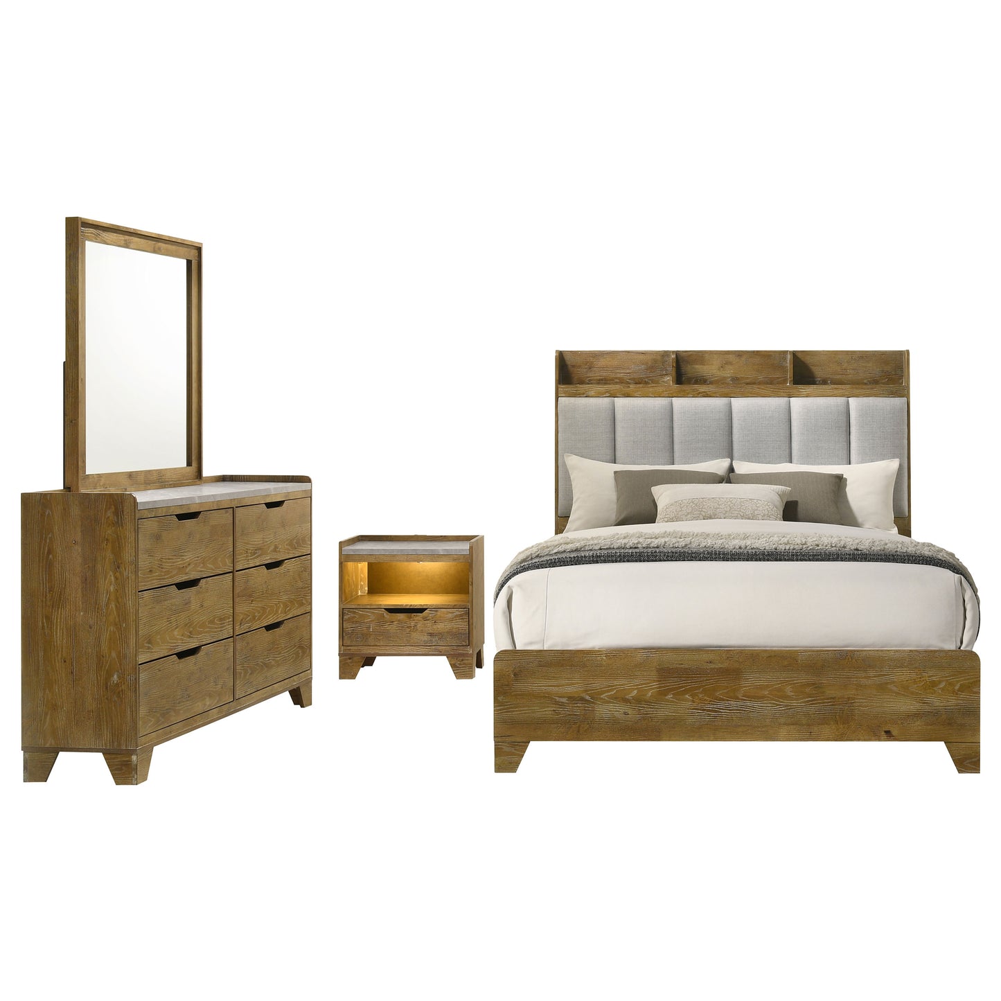 Henderson 4-piece Eastern King Bedroom Set Medium Oak