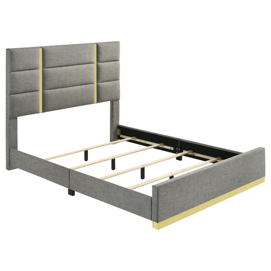 Ines 52-inch Fabric Upholstered Eastern King Panel Bed Grey