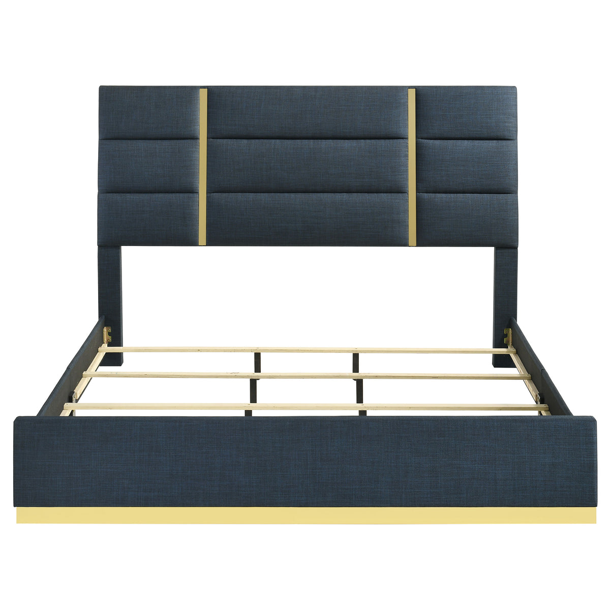 Ines 56-inch Fabric Upholstered Queen Panel Bed Navy