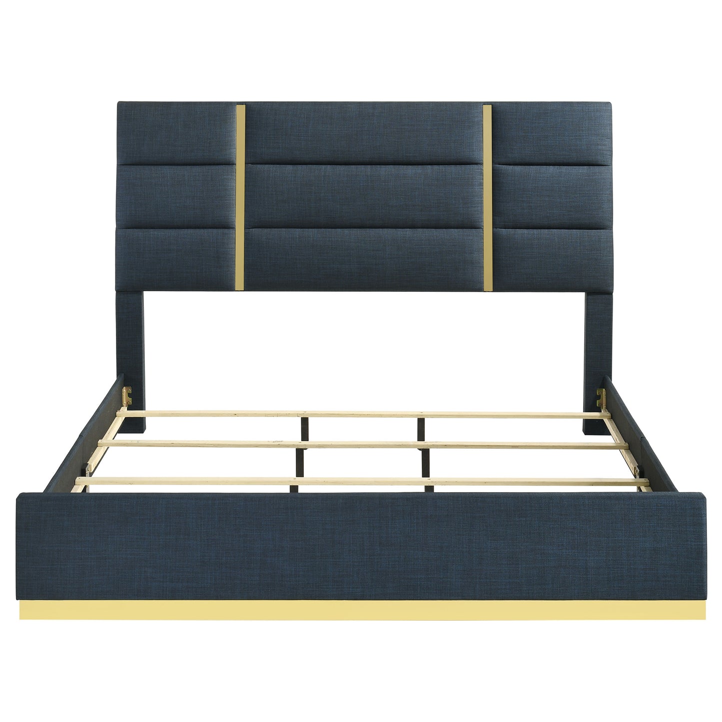 Ines 56-inch Fabric Upholstered Queen Panel Bed Navy