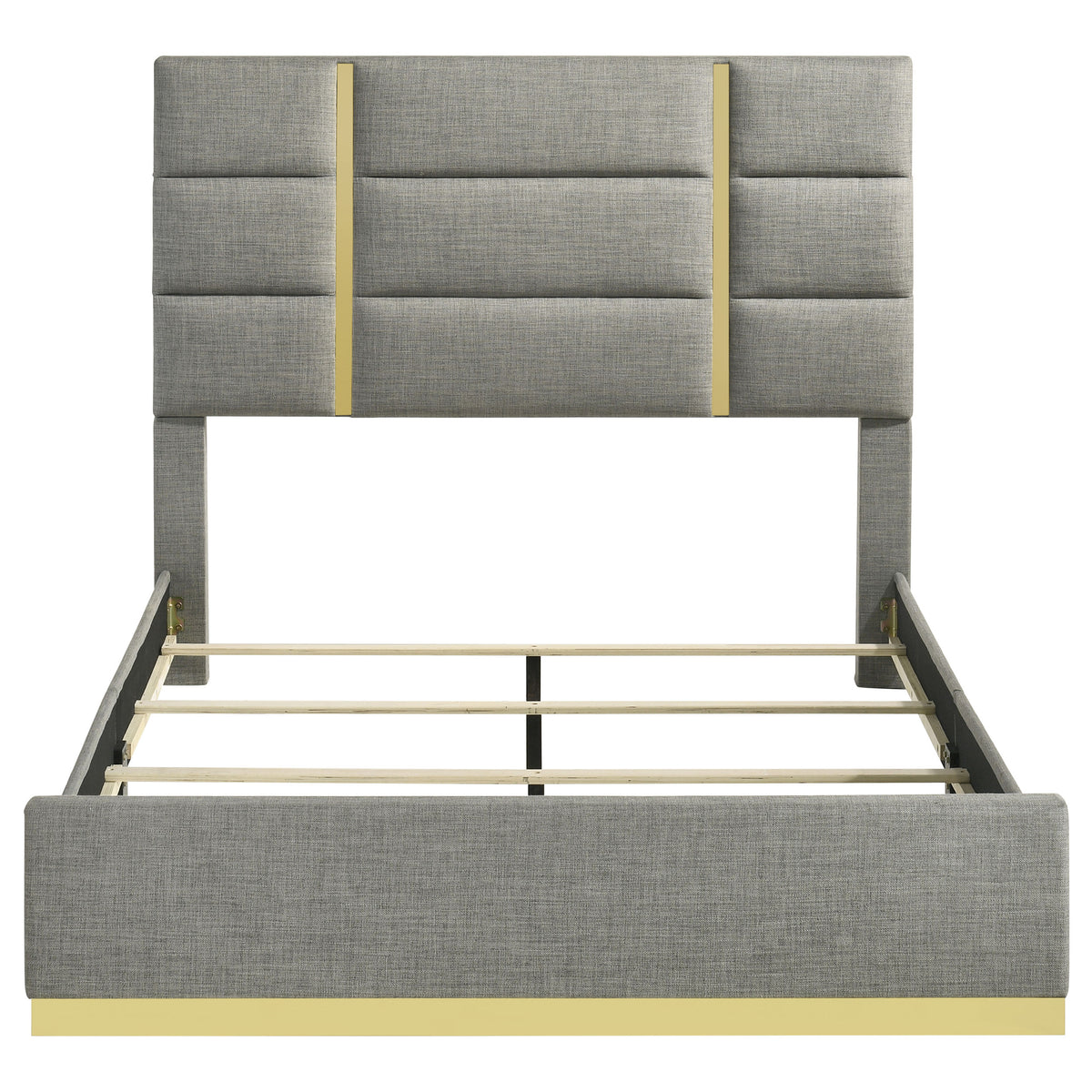 Ines 56-inch Fabric Upholstered Eastern King Panel Bed Grey