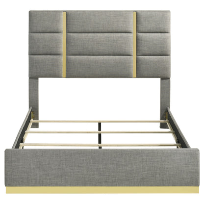 Ines 56-inch Fabric Upholstered Eastern King Panel Bed Grey