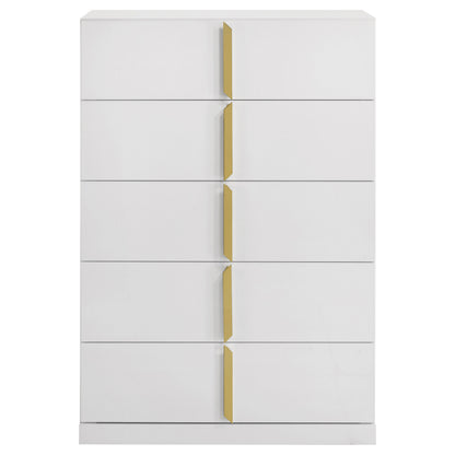 Ines 5-drawer Bedroom Chest of Drawers White High Gloss