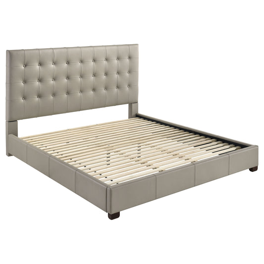 Medley Genuine Leather Eastern King Platform Bed Tan