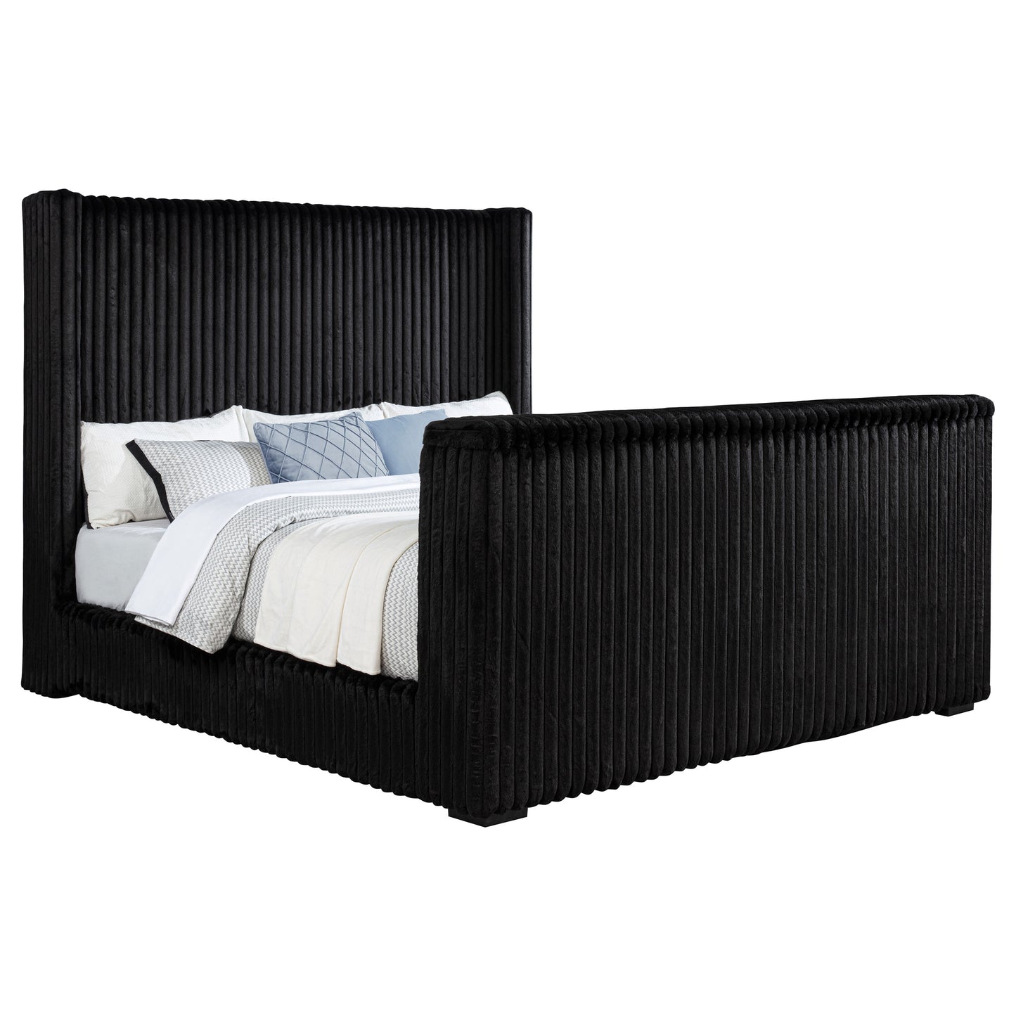 Centergrove Upholstered Queen Wingback TV Bed Black