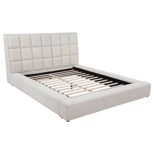 Dreux Upholstered Eastern King Panel Platform Bed Cream