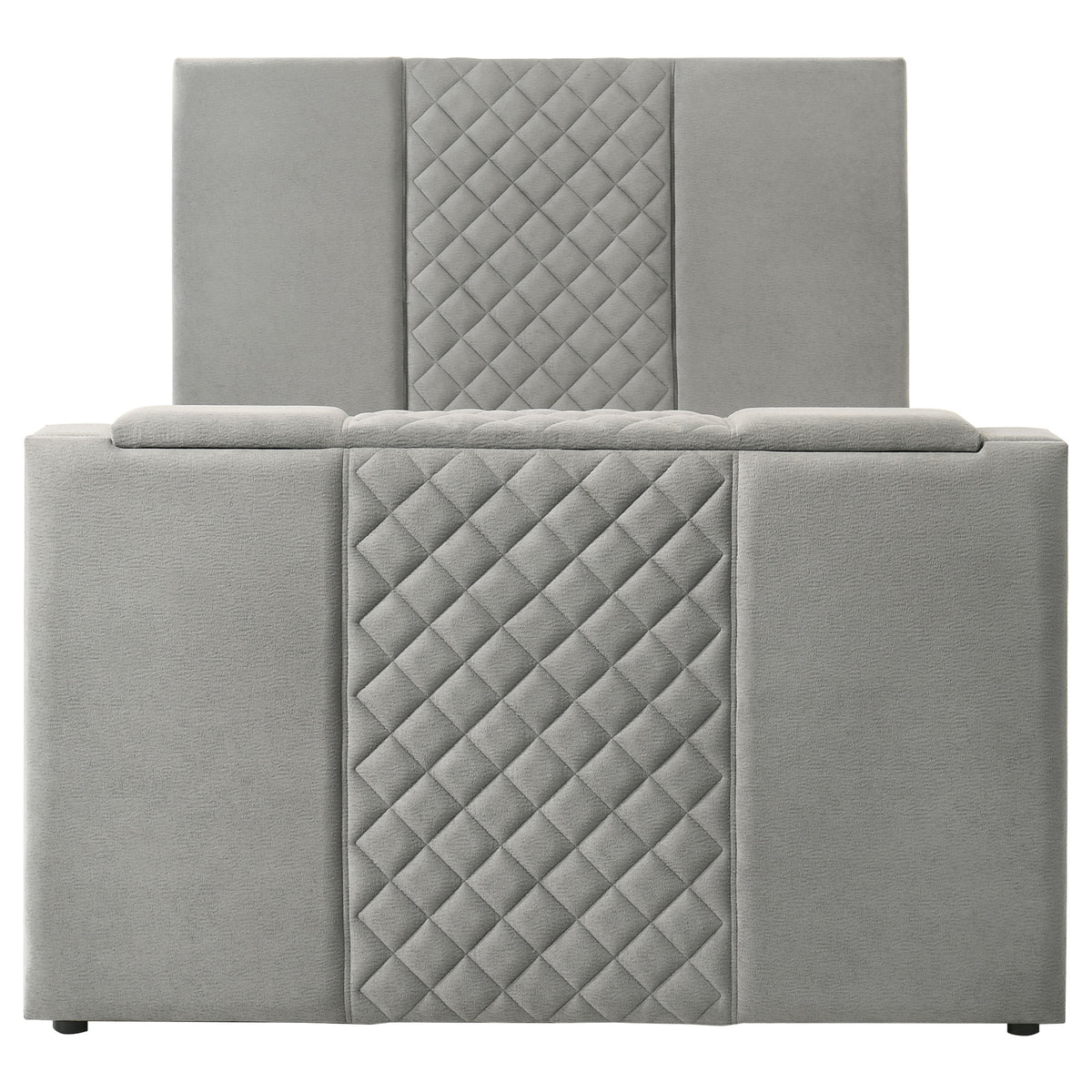 Tara 61-inch Upholstered Queen Panel TV Bed Grey
