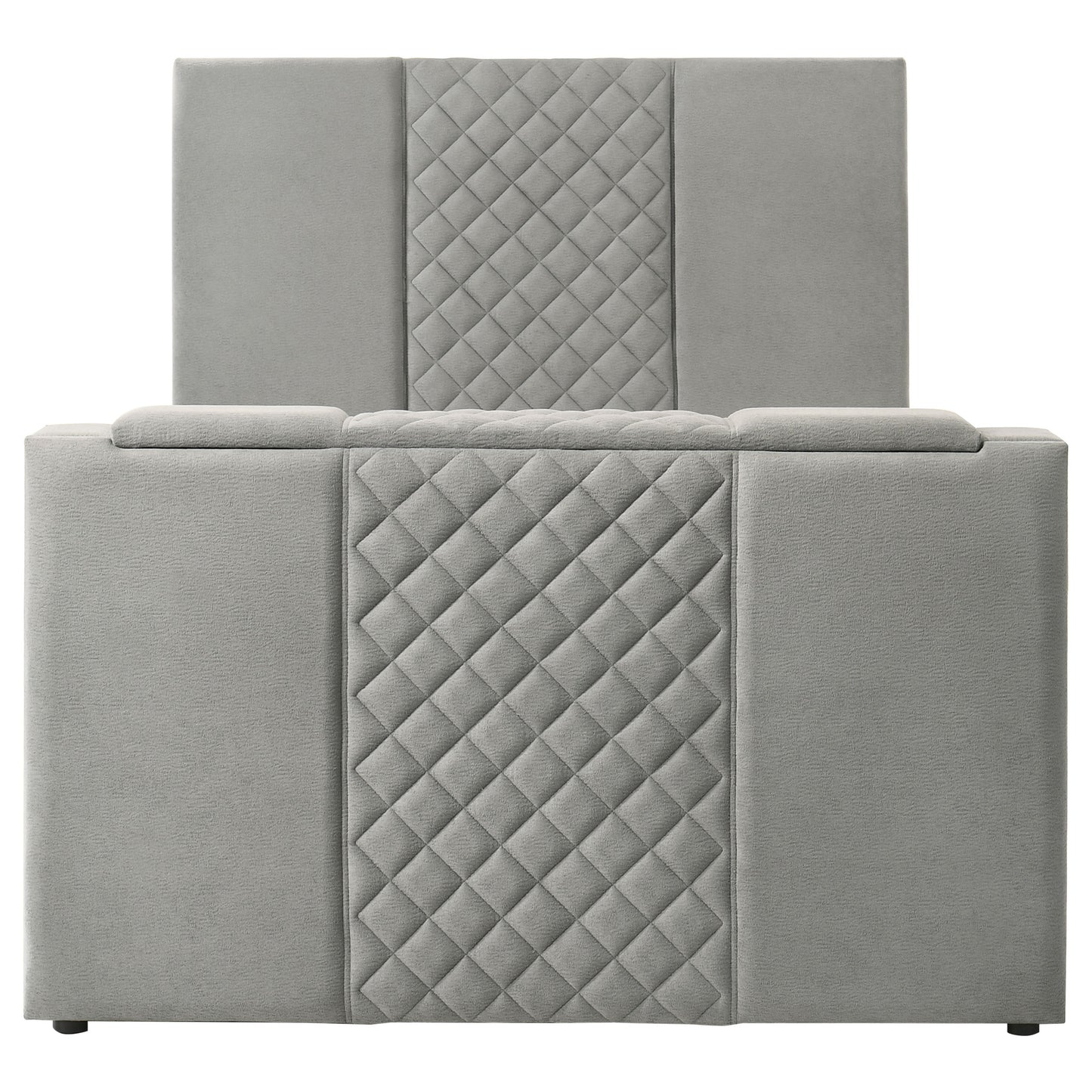 Tara 61-inch Upholstered Queen Panel TV Bed Grey