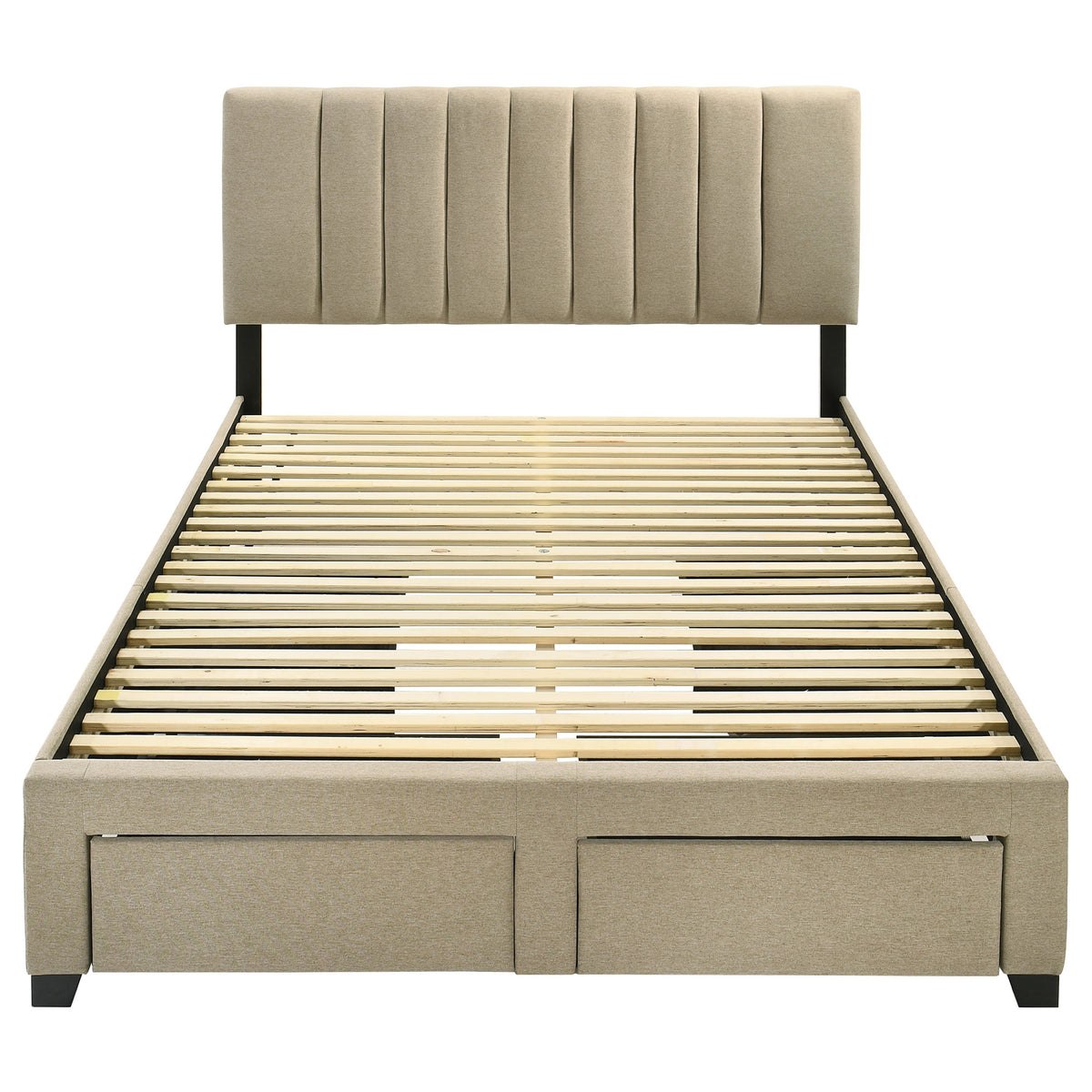 Wheatland 4-drawer Upholstered Queen Storage Bed Light Brown