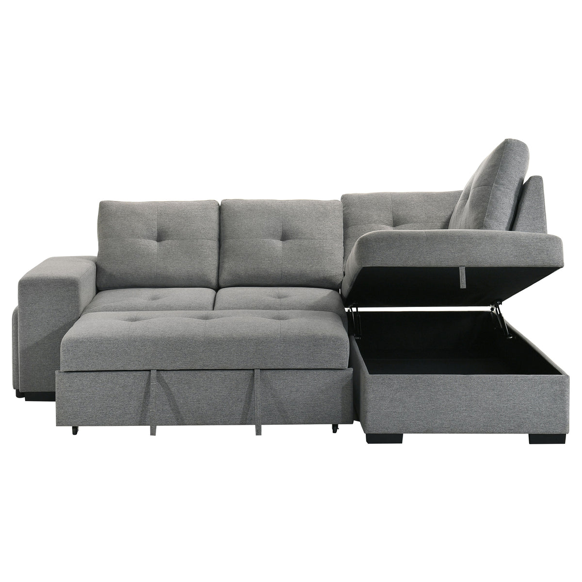 Roanne Fabric Upholstered Sleeper Sectional Sofa Grey