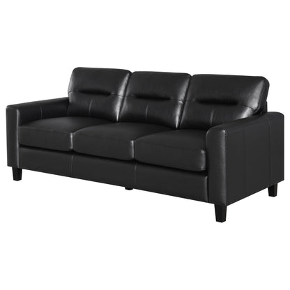 Scotland Faux Leather Upholstered Track Arm Sofa Black