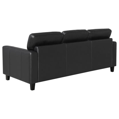 Scotland 2-piece Faux Leather Upholstered Sofa Set Black