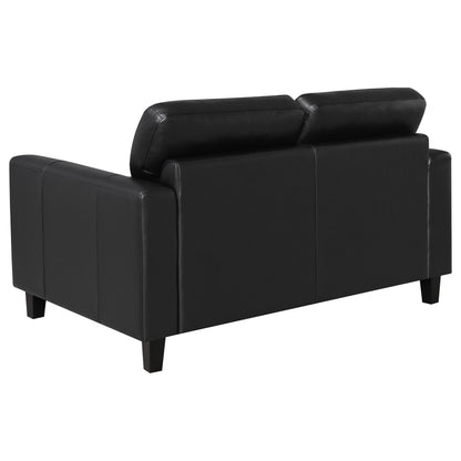 Scotland 2-piece Faux Leather Upholstered Sofa Set Black