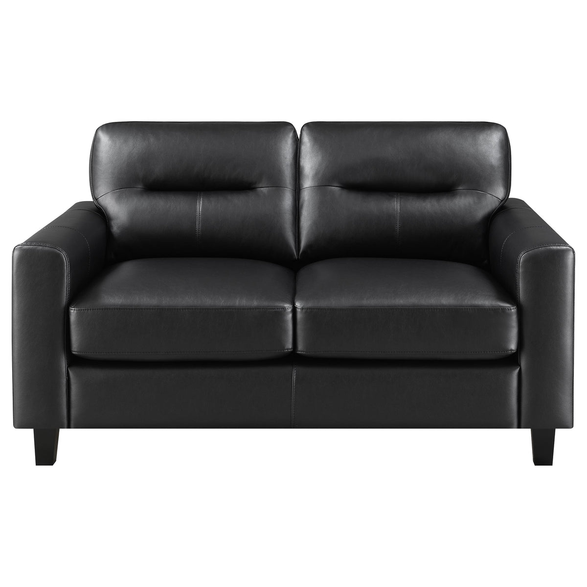 Scotland 2-piece Faux Leather Upholstered Sofa Set Black