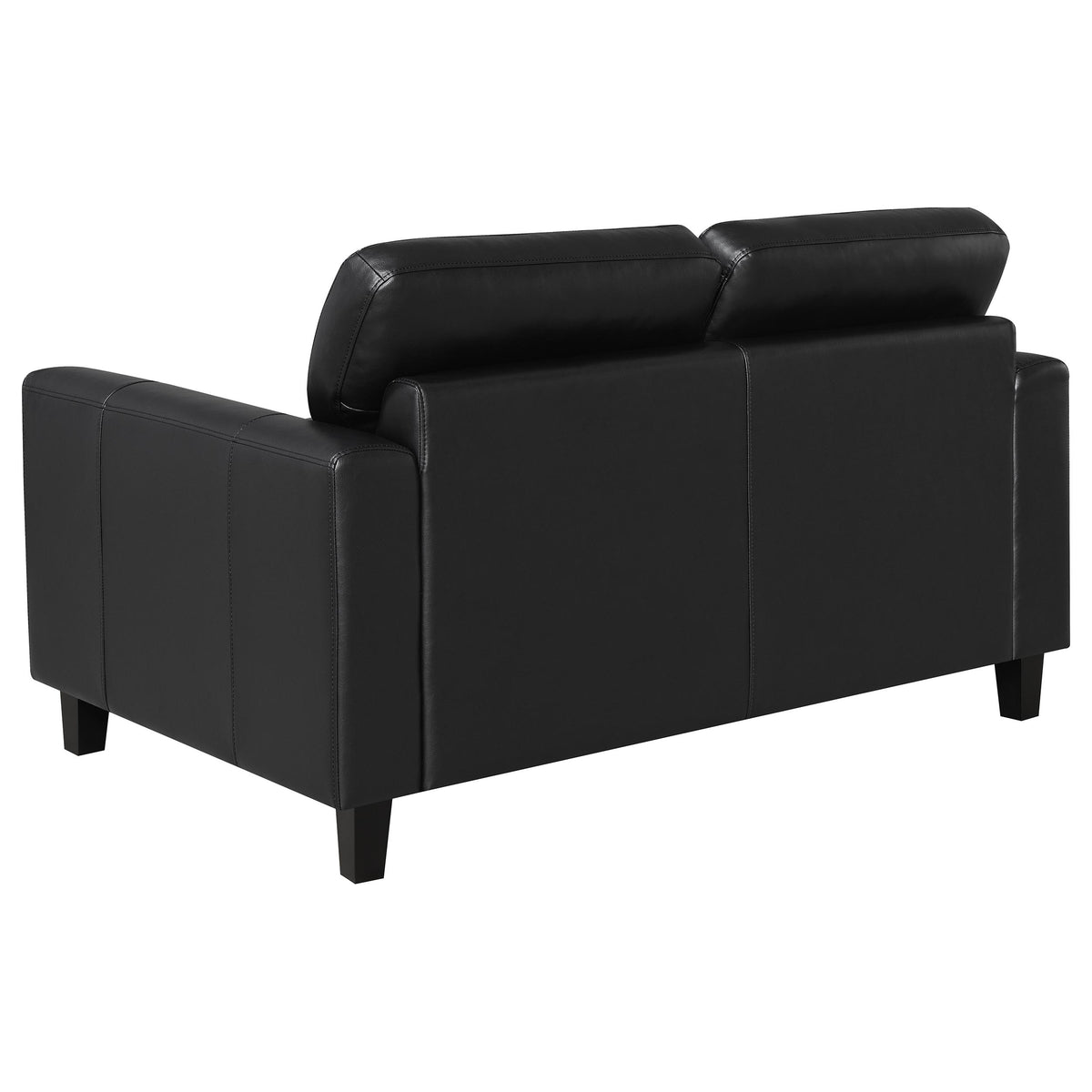 Scotland Faux Leather Upholstered Track Arm Loveseat Black
