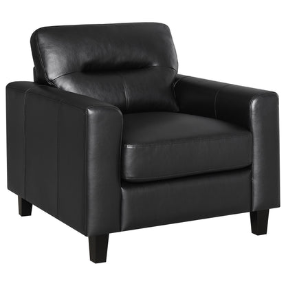Scotland Faux Leather Upholstered Track Arm Chair Black