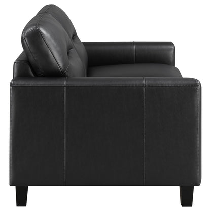 Scotland Faux Leather Upholstered Track Arm Loveseat Black