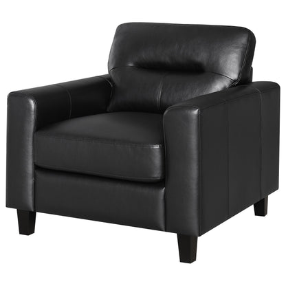 Scotland Faux Leather Upholstered Track Arm Chair Black
