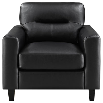 Scotland Faux Leather Upholstered Track Arm Chair Black