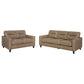 Scotland 2-piece Faux Leather Upholstered Sofa Set Brown