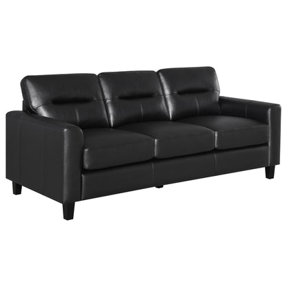 Scotland 2-piece Faux Leather Upholstered Sofa Set Black