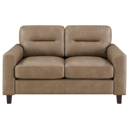 Scotland 2-piece Faux Leather Upholstered Sofa Set Brown