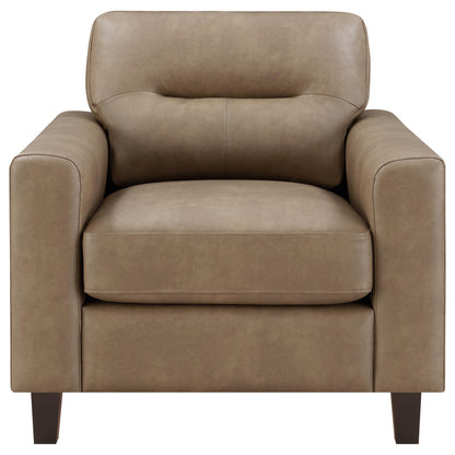 Scotland 3-piece Faux Leather Upholstered Sofa Set Brown