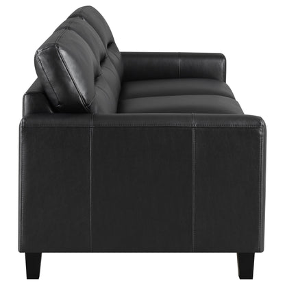 Scotland 2-piece Faux Leather Upholstered Sofa Set Black