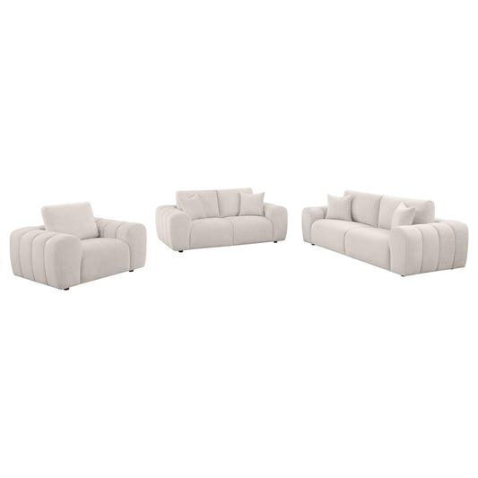 Burnett 3-piece Chenille Upholstered Sofa Set Ivory