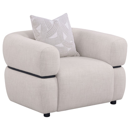 Jeanette 3-piece Fabric Upholstered Round Arm Sofa Set Beige