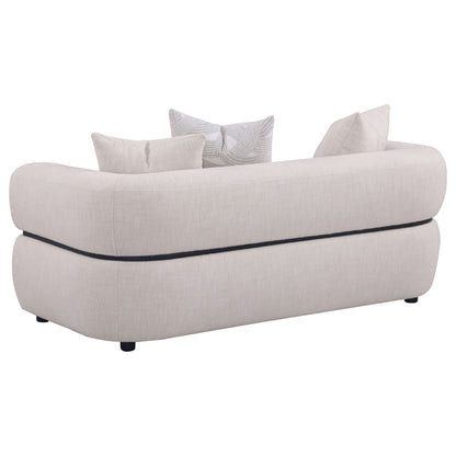 Jeanette 73-inch Fabric Upholstered Round Arm Loveseat Beige