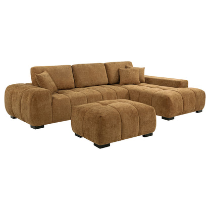 Octavia Tufted 2-Piece Sectional Chaise Sofa Amber